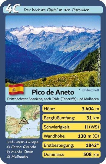 Jeux de cartes Wendel Montagnes d'Europe Trump Quartet Cadeau pour les alpinistes et les sportifs de plein air 7