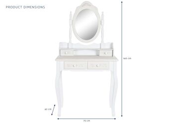 COUVERCLE MDF MIROIR 75X42X140 BLANC MB204793 6