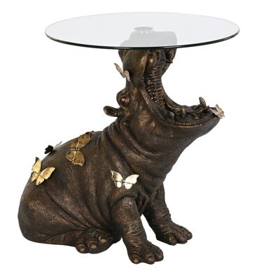 SIDE TABLE RESIN GLASS 60X49X58 HIPPO MB202511