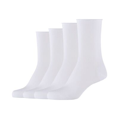 Chaussettes femme coton fin revers roulé 4p