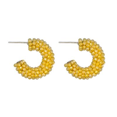Dandelion Yellow Mini Cluster Hoop Earrings