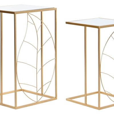 SIDE TABLE SET 2 METAL MIRROR 37X37X65 SHEET MB202819