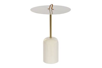 TABLE D'APPOINT FER CUIR 40X40X56 POIGNEE LAQUE MB201255 1