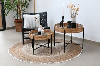 TABLE D'APPOINT SET 2 BAMBOU MÉTAL 64X64X51 NATUREL MB203058 2