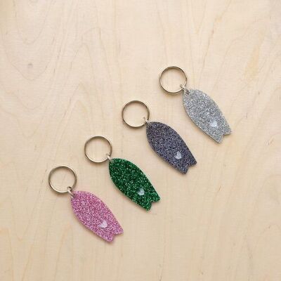 GLITTER HEART SURFBOARD KEY RING