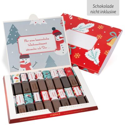 Für eine schöne Weihnachtszeit wünsche ich Dir  | AUFKLEBER SET, PREMIUM BANDEROLE FÜR MERCI SCHOKOLADE