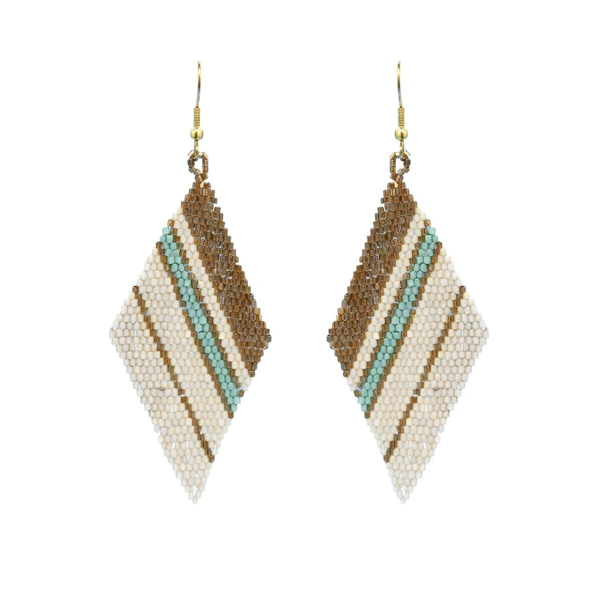 Triangle Fine Beaded Ombre Drape Earrings