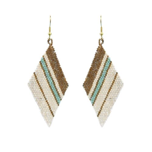 Triangle Fine Beaded Ombre Drape Earrings