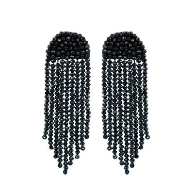 Boucles d'oreilles cascade en cristal noir