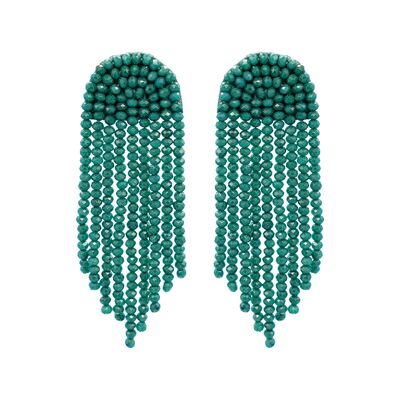 Teal Crystal Waterfall Earrings