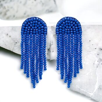 Boucles d'Oreilles Cascade Cristal Lapis 2