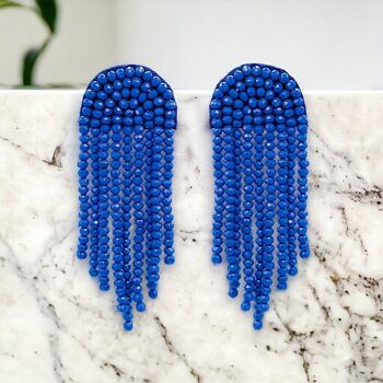 Boucles d'Oreilles Cascade Cristal Lapis 3