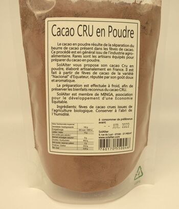Cacao CRU en poudre artisanal 2