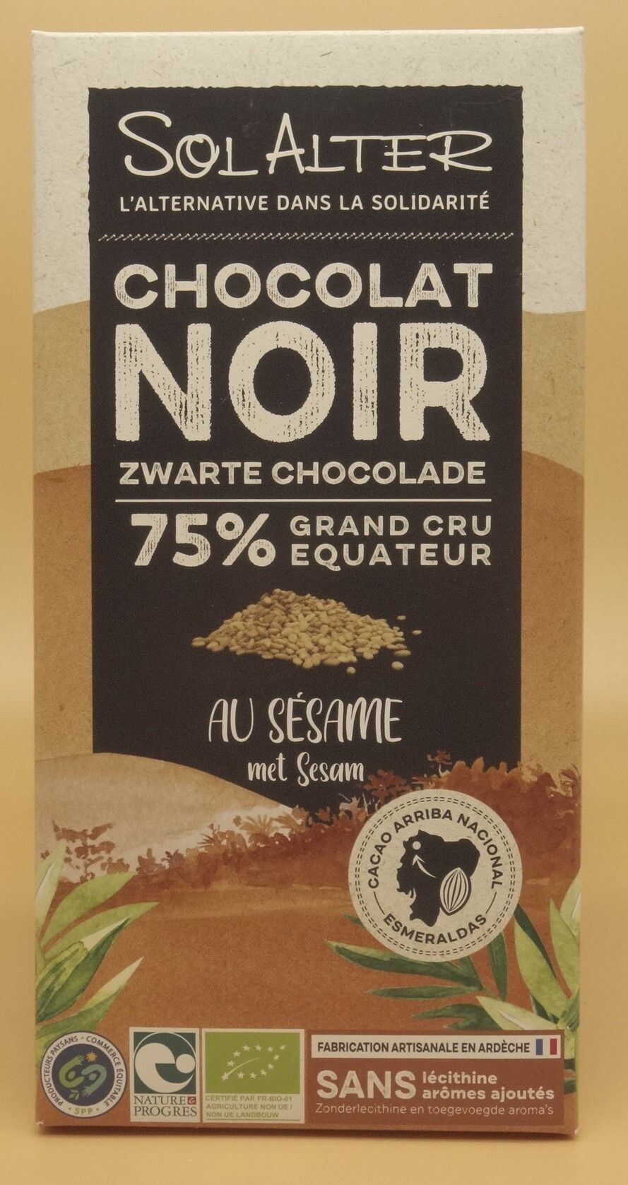 dunkle Schokolade mit Sesam