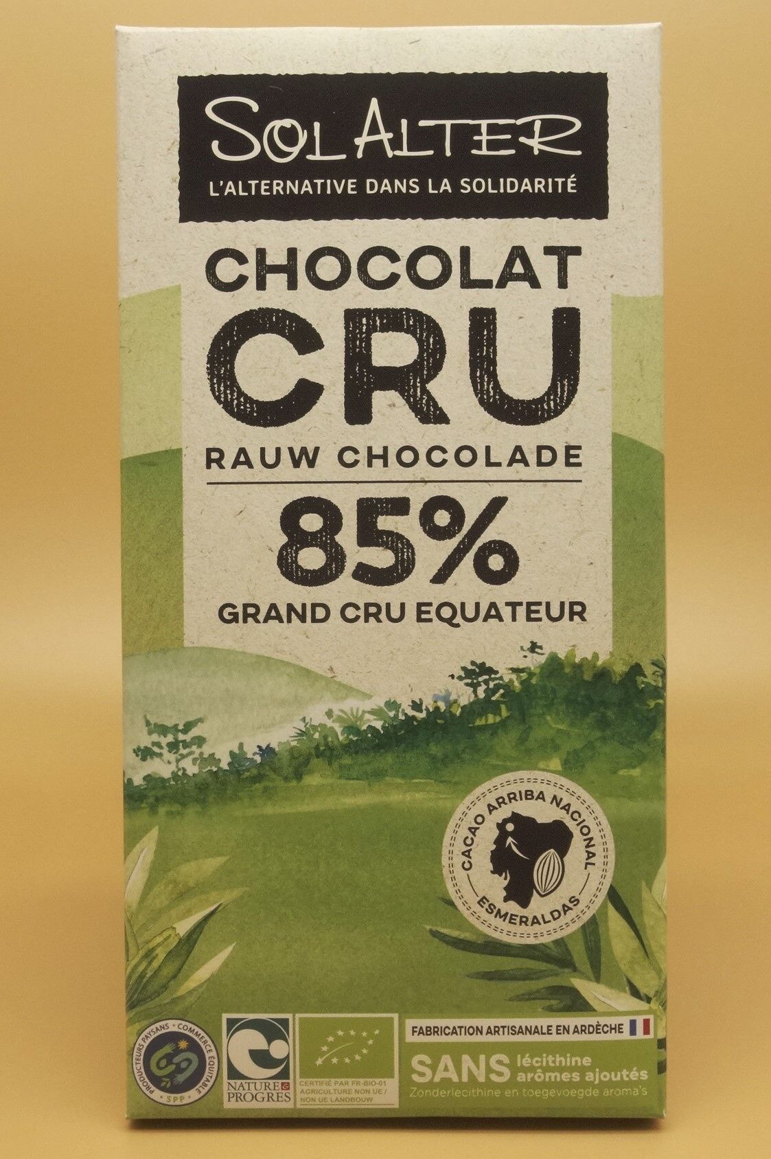 Rohe dunkle Schokolade 85 % Kakao