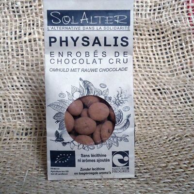Physalis coated raw dark chocolate