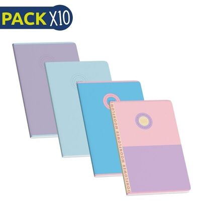 Pack 10 Cuadernos tapa plástico pastel A4 - 48 hojas 90 gr Rayado