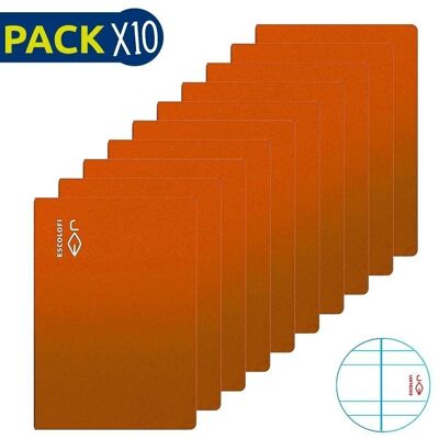 Pack 10 Cuadernos grapados Folio 50 h 70 gr pauta 3,5 margen Naranja