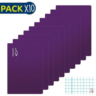 Pack 10 Cuadernos grapados Folio 50 h 70 gr Cuadrícula 4x4 margen Violeta
