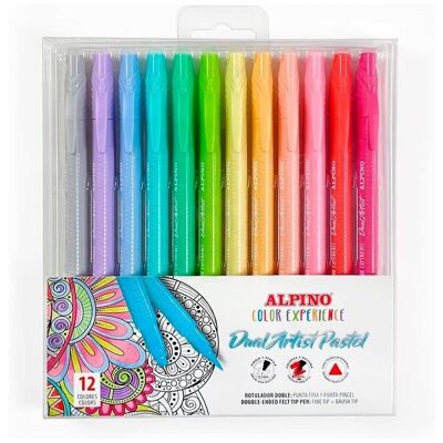 Alpino Estuche 12 Rotuladores Pastel doble punta Dual Artista