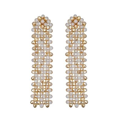 Pearlescent Shimmer Grid Drape Earrings