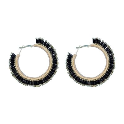 Black & Gold Mix Bar Detail Hoop Earrings