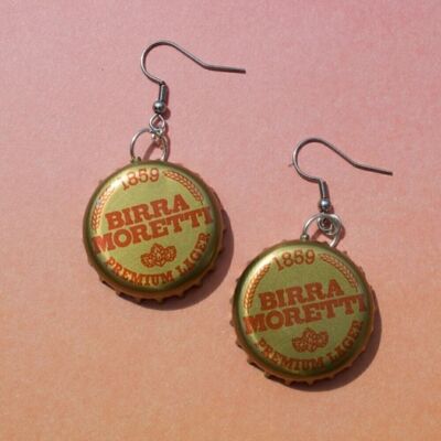 Boucles d'oreilles bouchon de bouteille Birra Moretti