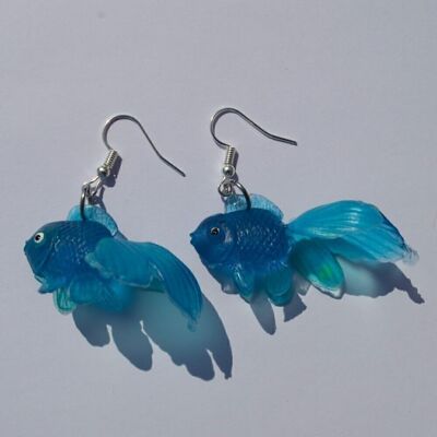 Boucles d'oreilles poisson bleu