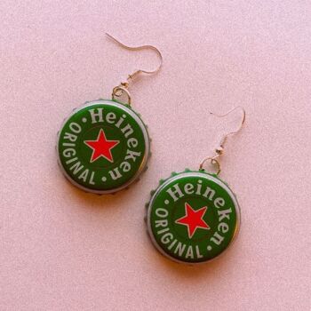 Boucles d'oreilles bouchon de bouteille Heineken Original 1