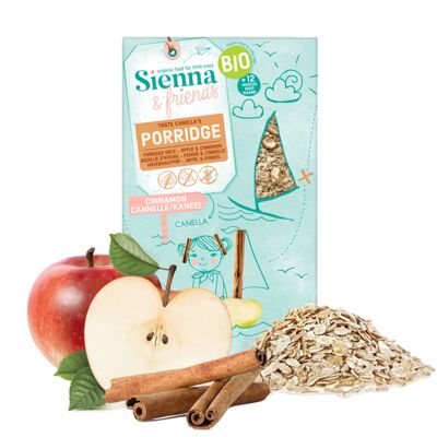 ORGANIC OAT PORRIDGE WITH APPLES AND CINNAMON - GLUTEN FREE - NO ADDED SUGAR - FROM 12 MONTHS - 200G