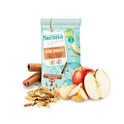 RAW SNACK FOR CHILDREN - 100% ORGANIC - APPLE & CINNAMON - NO REFINED SUGAR - NO GLUTEN - FROM 3 YEARS OLD - 20G