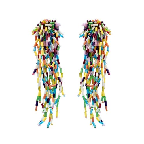 Multicolour Beaded Waterfall Earrings