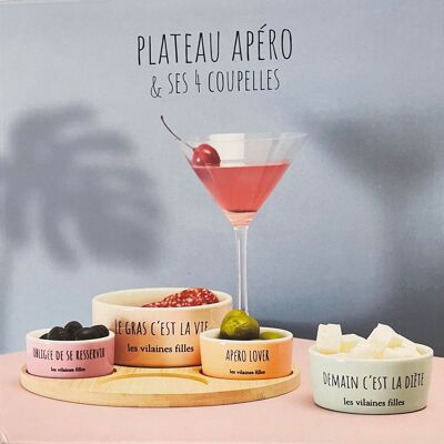 Aperitif tray with 4 cups