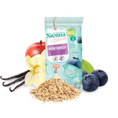 RAW SNACK FOR CHILDREN - 100% ORGANIC - BLUEBERRY & VANILLA - WITHOUT REFINED SUGAR - WITHOUT GLUTEN - FROM 3 YEARS OLD - 20G