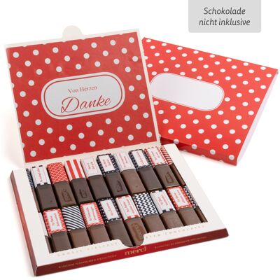 Pour maman, papa, grand-mère ou grand-père | Set d'autocollants pour chocolat Merci avec emballage cadeau | Créez 1 cadeau premium personnel