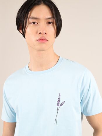 T-shirt lavande pour hommes en bleu clair 1