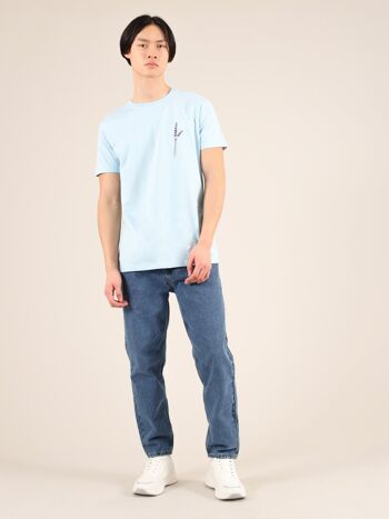 T-shirt lavande pour hommes en bleu clair 5