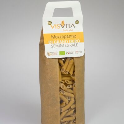 Mezze Penne Organic Semi-wholemeal Durum Wheat 100% Italian - 500 gr