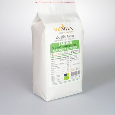 100% Italian Organic Soft Wheat Wholemeal Flour - 1 kg