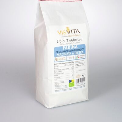 Farine de blé tendre biologique de type 1 - 100% italienne - 1 kg