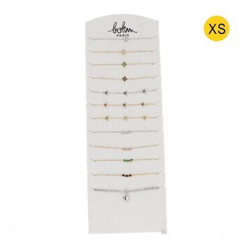 Kit de 24 bracelets XS zirconium - doré multi - PRESENTOIR OFFERT / KIT-BRA12-0520-D-MULTI 1