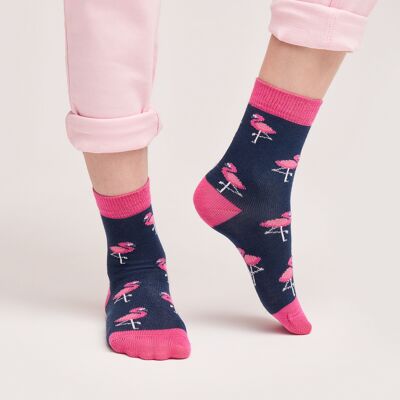 Organic children's socks with flamingos - Colorful socks with flamingo pattern for kids, flamingo