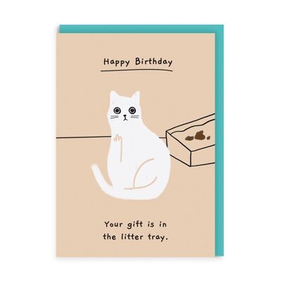 „Geschenk ist in der Katzentoilette“-Geburtstagskarte