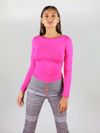 Blouse durable à dos torsadé en rose 7