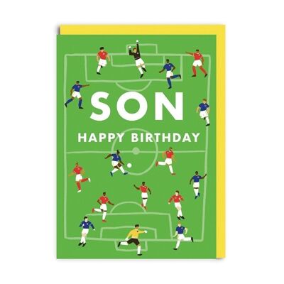 Fußballplatz-Happy Birthday-Sohn-Grußkarte
