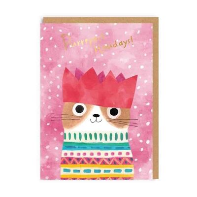 Cartolina di Natale gatto corona