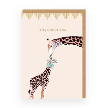 Bonne fête des mères girafe Carte de vœux 1
