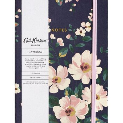 Cuaderno A5 de encuadernación en tela con diseño floral azul marino otoñal de Cath Kidston