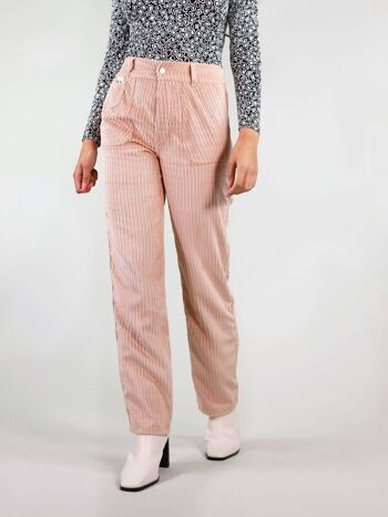 Pantalon en velours côtelé durable en rose 1