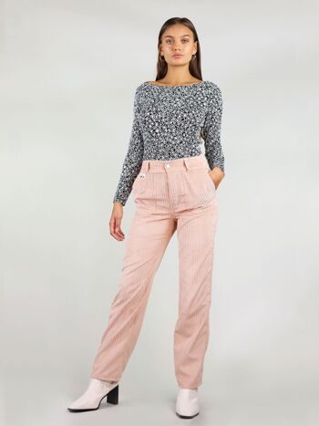 Pantalon en velours côtelé durable en rose 2